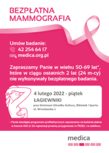 Zaproszenie na bezpłatną mammografię przy GOKBiS